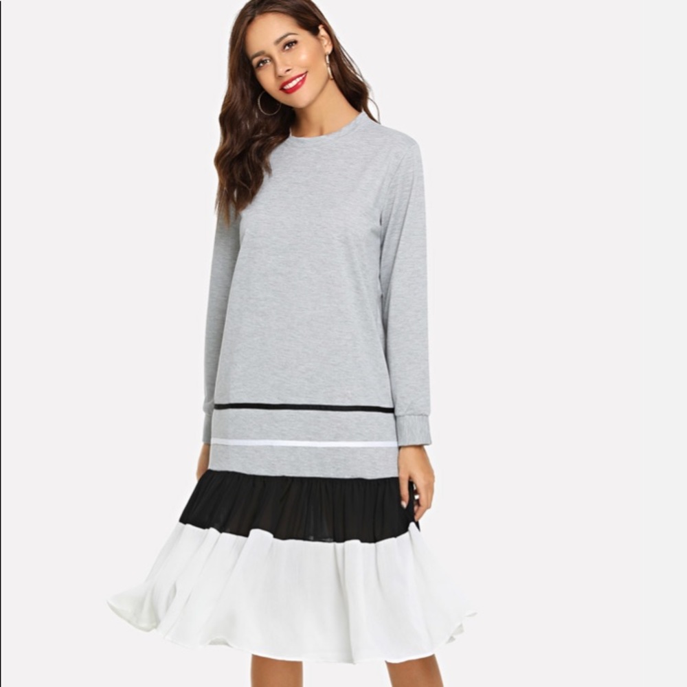 Striped Ruffle Hem Dress  ~L - Picture 4 of 4